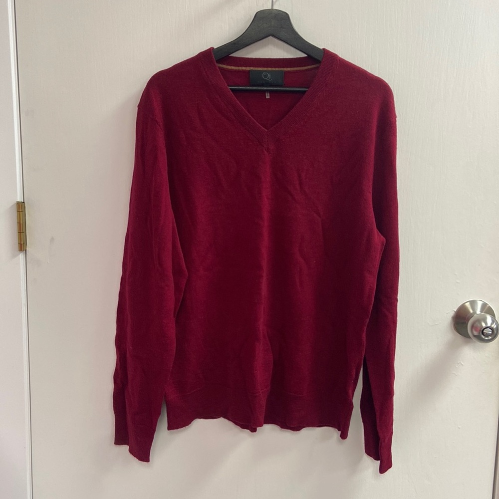 Qi New York Mens Wool V-Neck Sweater (4660)